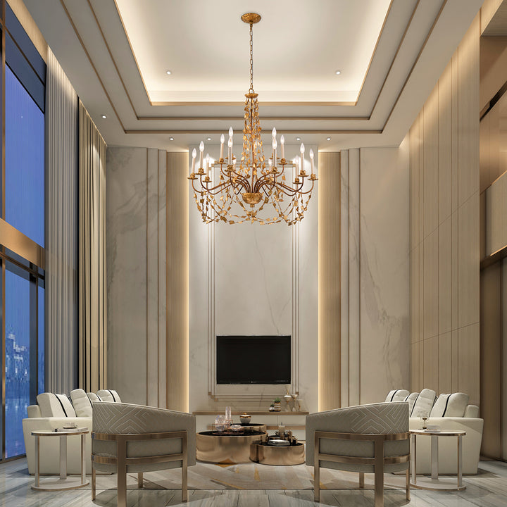 Mosaic 15-Light Chandelier – Antiqued Gold