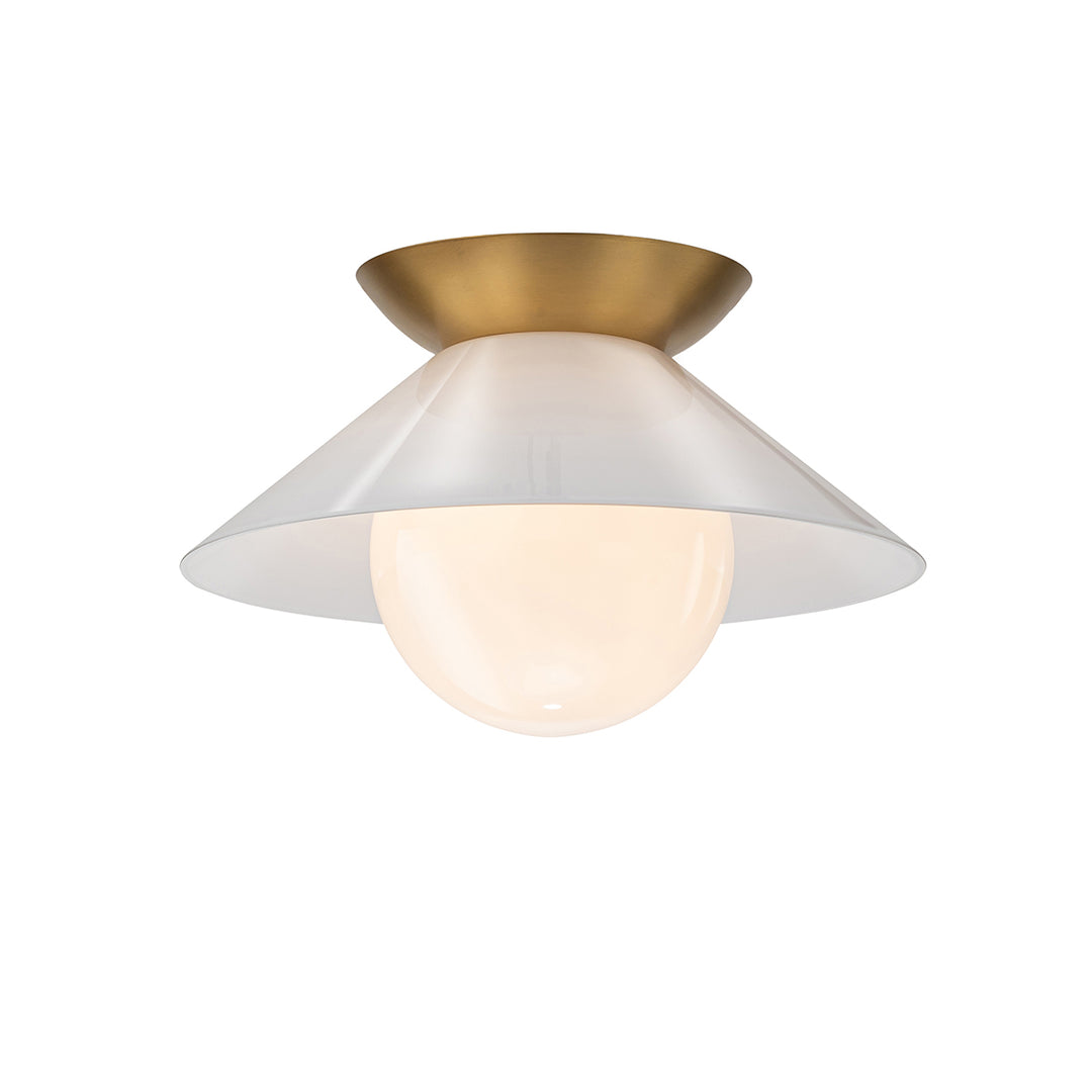 Saucer 1 Light Flush Mount in Aged Brass