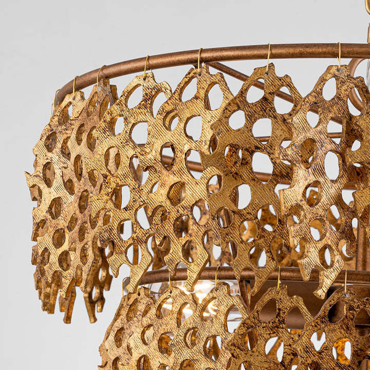 Coral Chandelier by Karyl Pierce Paxton – 3 Tier Gold Leaf