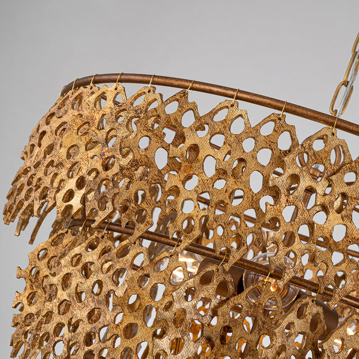 Coral Luxe Pendant – Gold Leaf 4 Tier