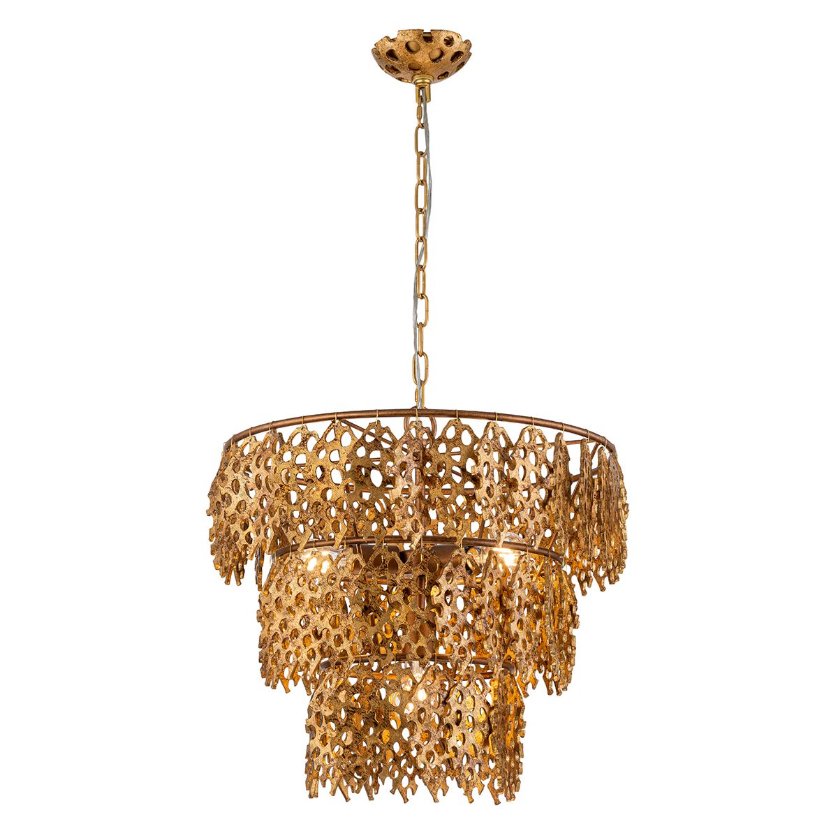 chandelier シェルフ Coral Chandelier by Karyl Pierce Paxton – 3 Tier Gold Leaf – Lucas