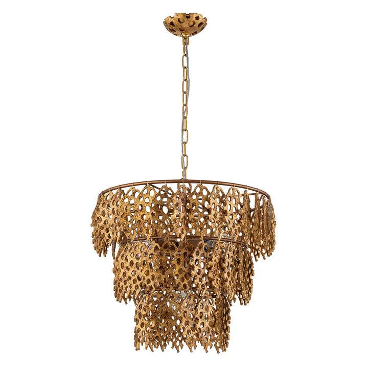 Coral Chandelier by Karyl Pierce Paxton – 3 Tier Gold Leaf