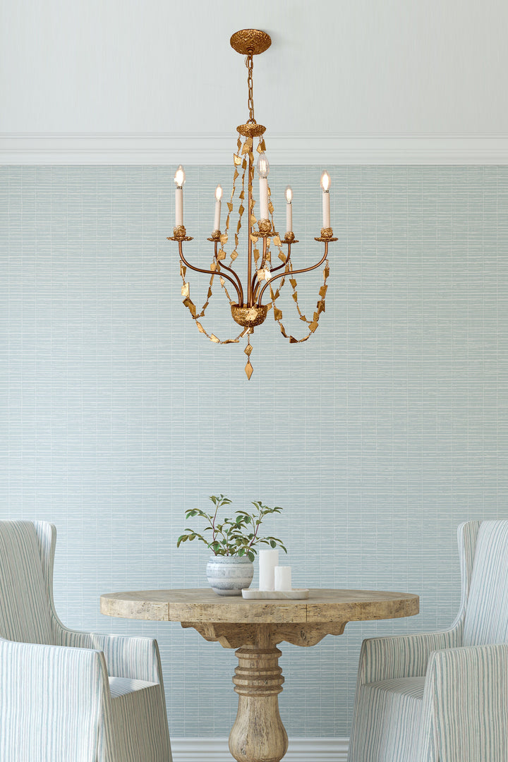 Mosaic 5 Light Chandelier in Antiqued Gold