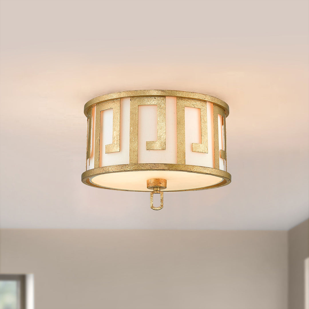 Lemuria 2 Light Flush Mount in Distressed Gold