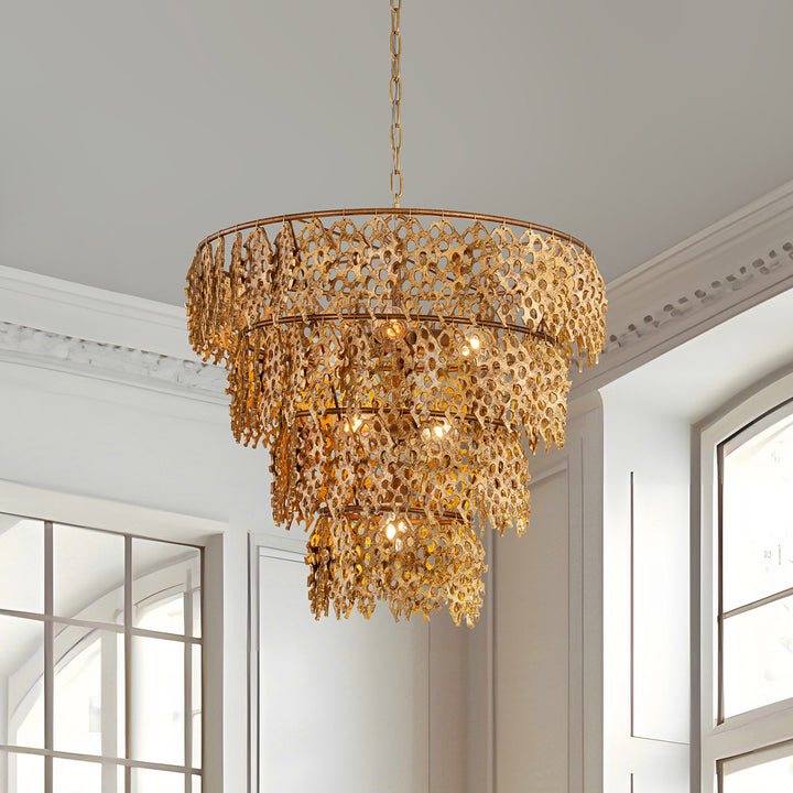 Coral Luxe Pendant – Gold Leaf 4 Tier