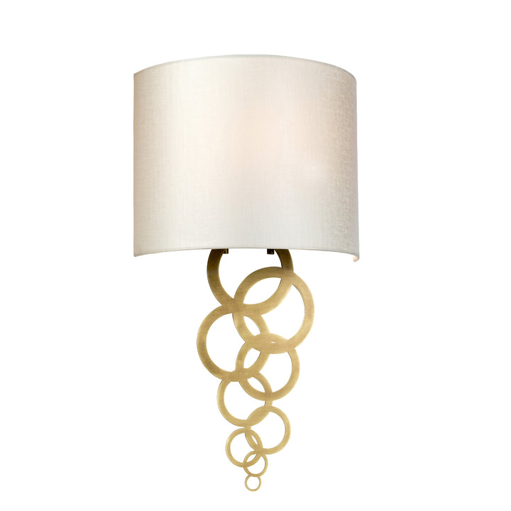 Curtis Medium 1-Light Wall Light – Aged Brass with Ivory Faux Silk Shade