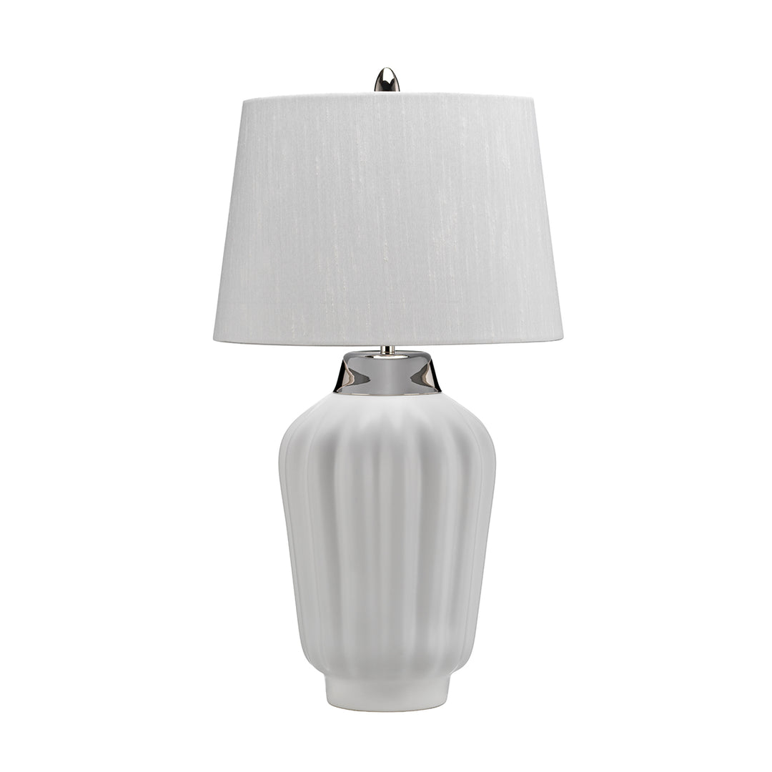 Bexley Table Lamp in White and Polished Nickel