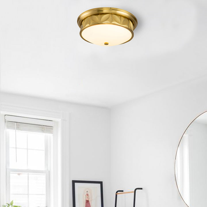 Epsilon 3 Light Flush Mount Aged Brass