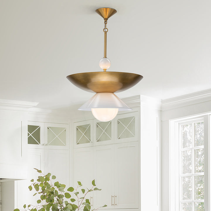 Saucer 4 Light Small Pendant in Aged Brass