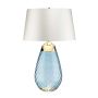 Large Lena Table Lamp in Blue with Off White Satin Shade