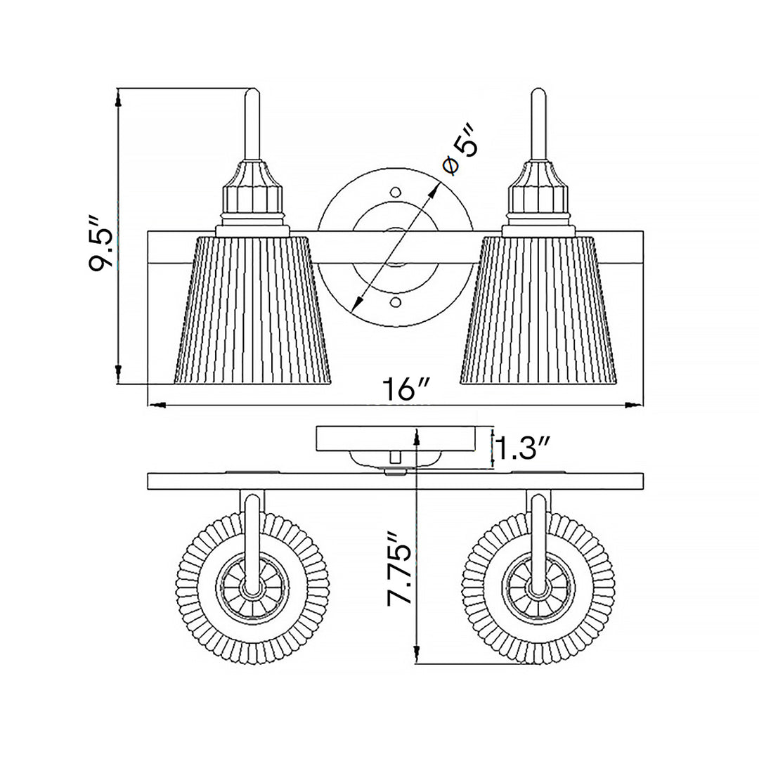 Addison 2 Light Bath Light in Polished Chrome