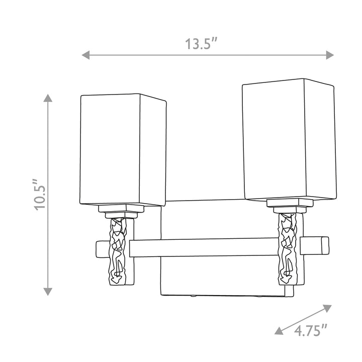 Jack 2 Light Bath Bar in Polished Chrome