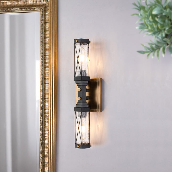 Abbey 2 Light Bath Bar Weathered Zinc and Antique Brass