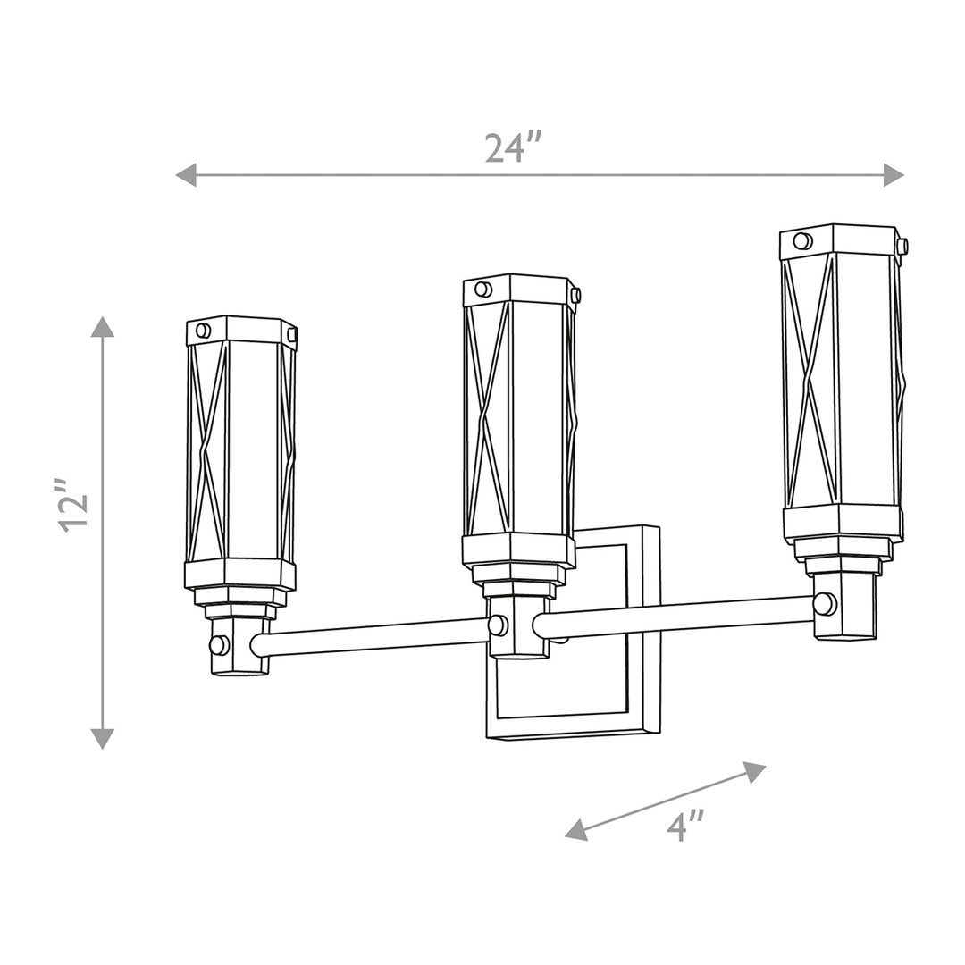 Abbey 3 Light Bath Bar Weathered Zinc and Antique Brass