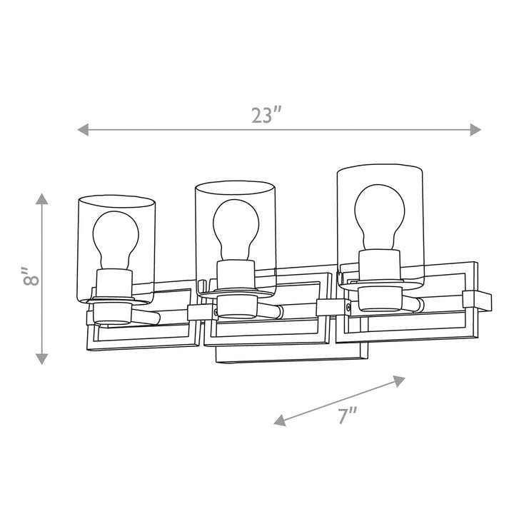 Estes 3 Light Bath Bar Polished Chrome