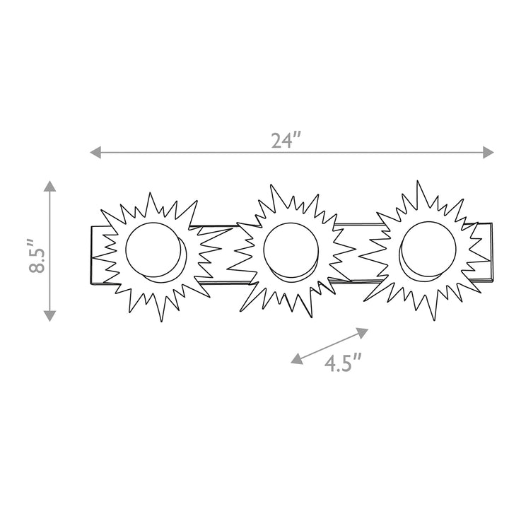 Soleil 3 Light Bath Bar Polished Chrome