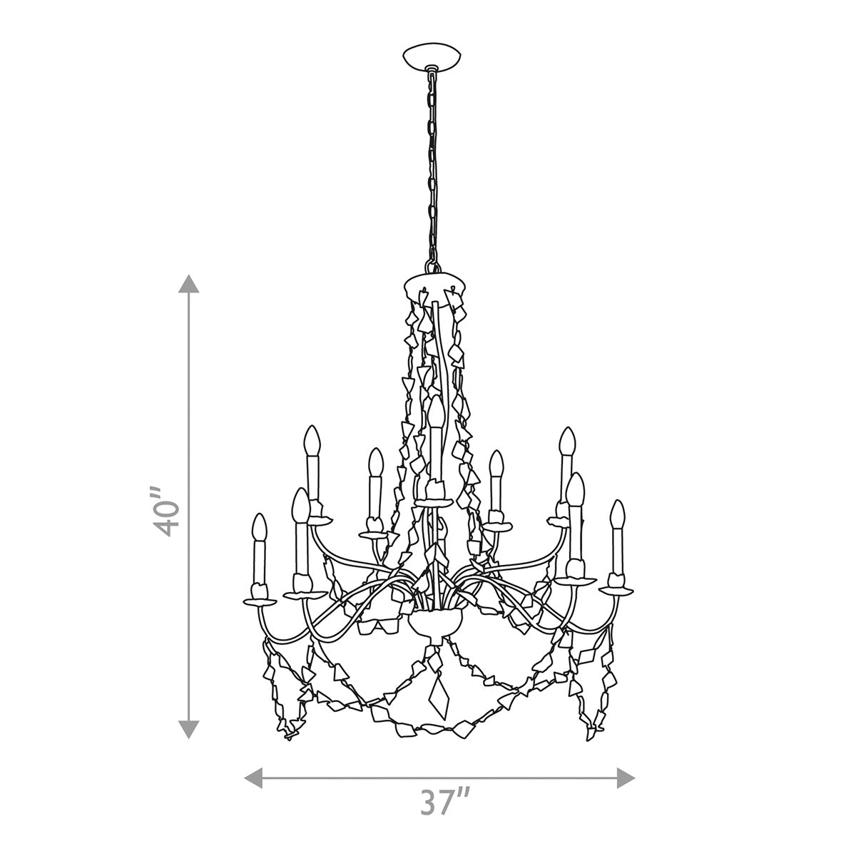 Mosaic 10 Light Chandelier in Antiqued Gold – Lucas McKearn