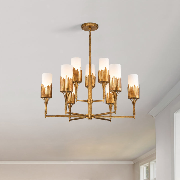 Sawgrass 9 Lt Chandelier in Gold Leaf