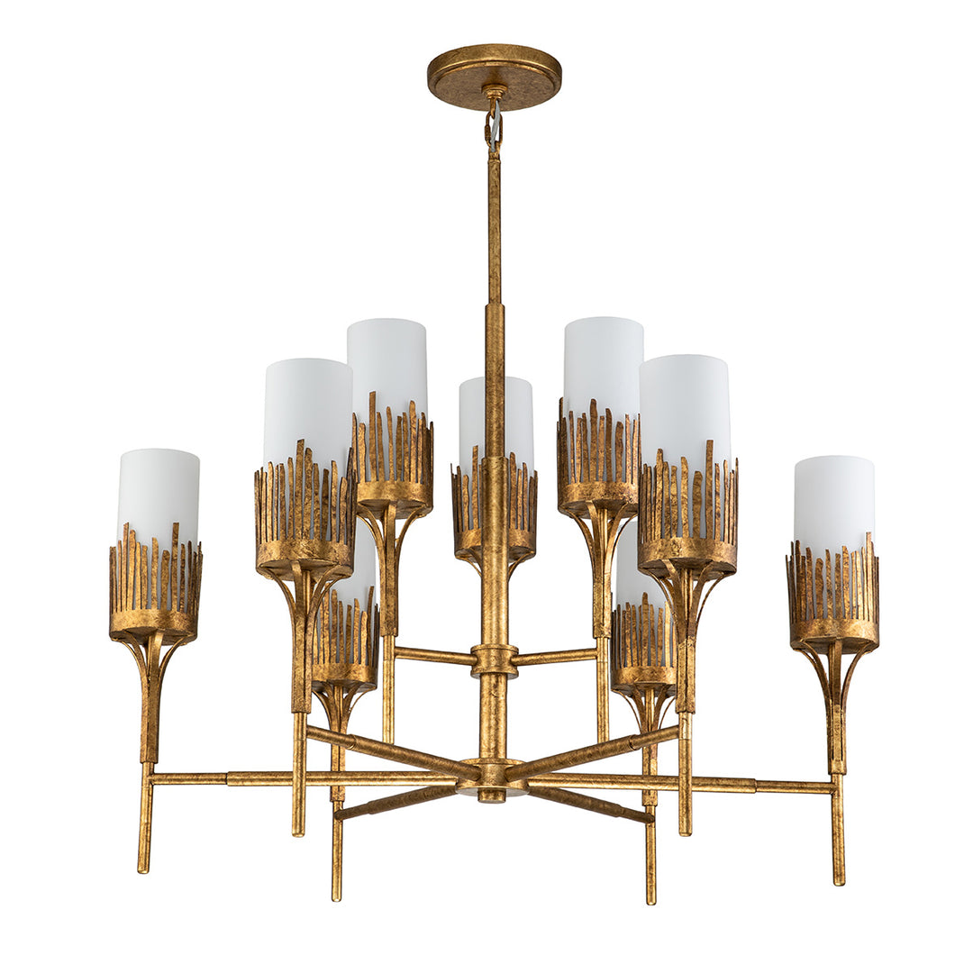 Sawgrass 9 Lt Chandelier in Gold Leaf