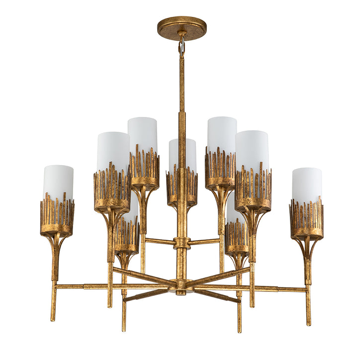 Sawgrass 9 Lt Chandelier in Gold Leaf