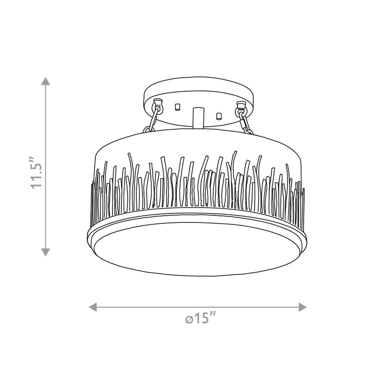 Sawgrass 3 Light Semi Flush Antique Silver