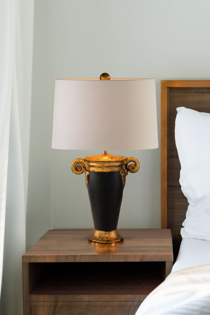 Gallier 1 Light Table Lamp in Black and Distressed Gold
