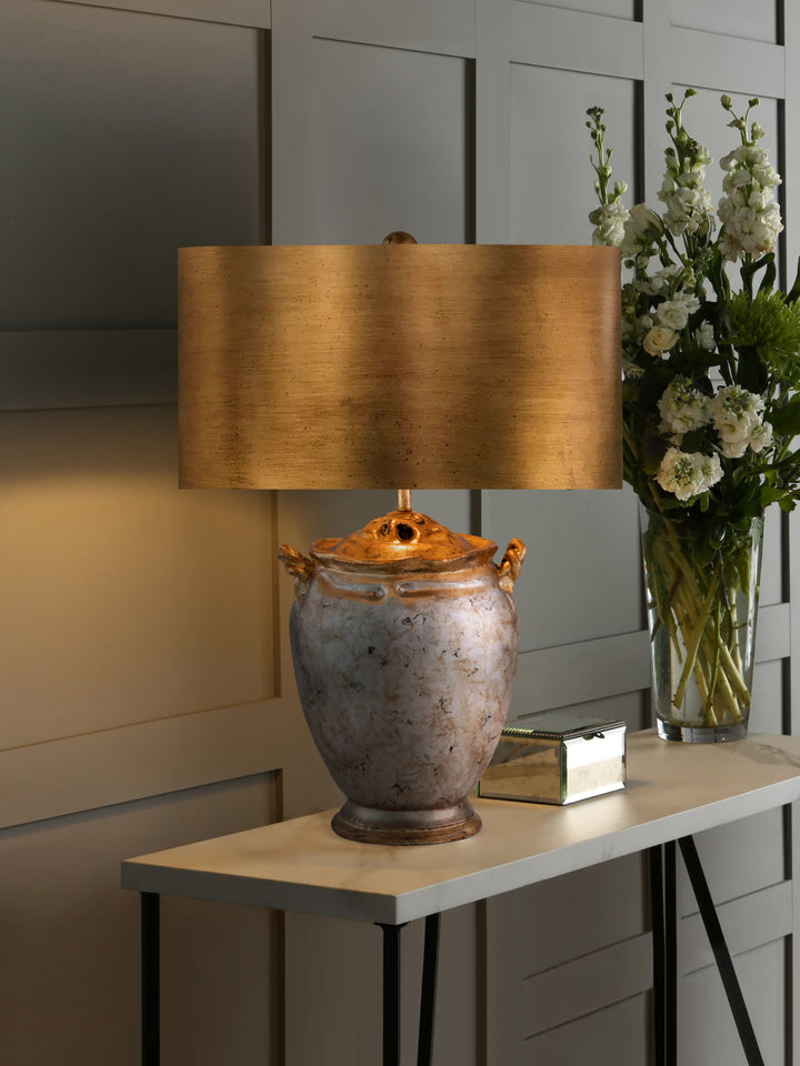Jackson 1 Light Table Lamp in Gold and Distressed Silver