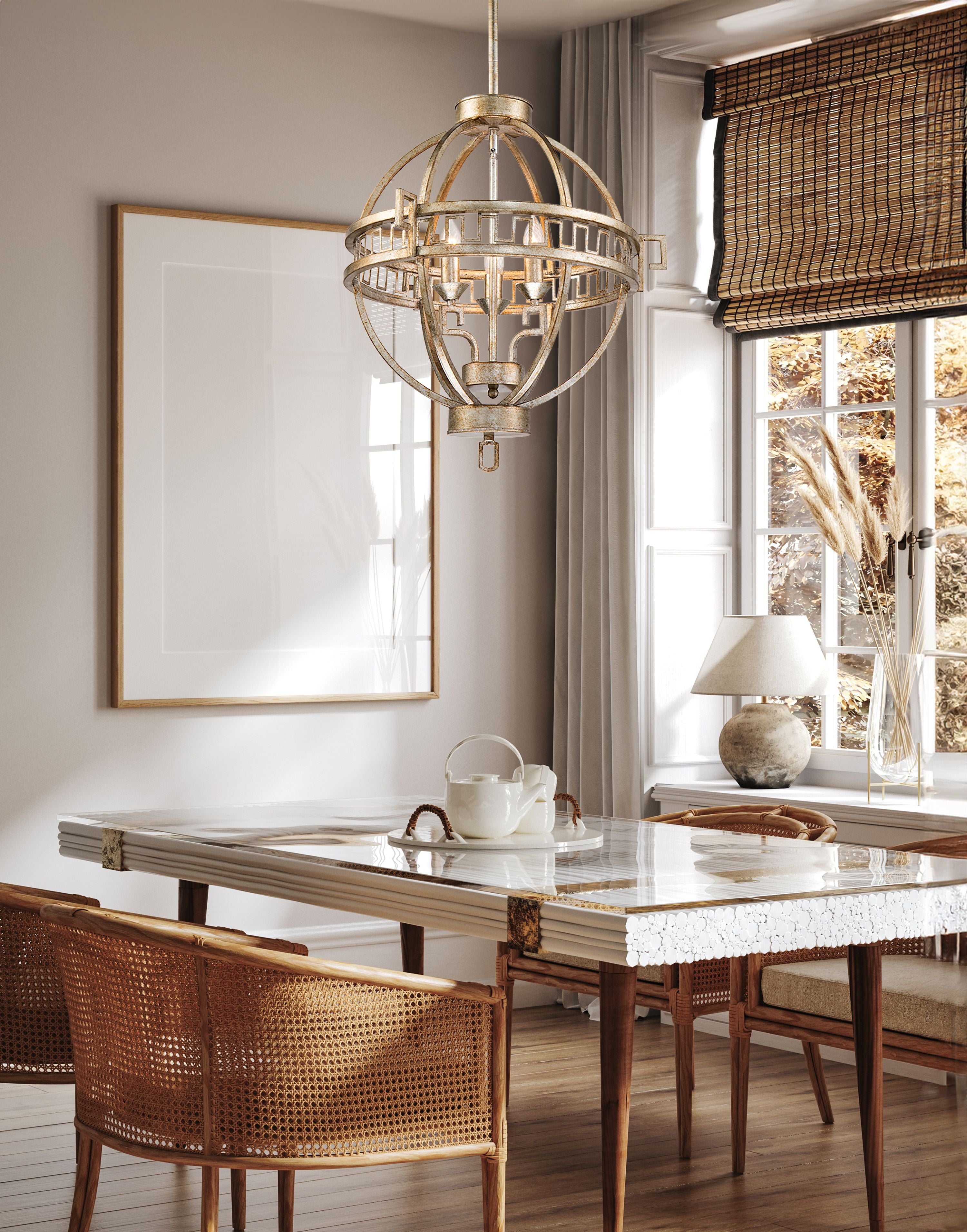 Lemuria 3 Light Mini Gold and Silver Empire Chandelier %%cf__sku