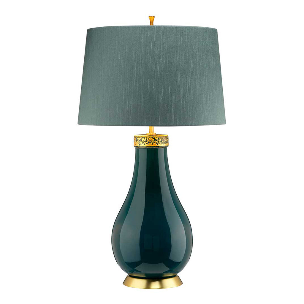 Havering Table Lamp in Azure Turquoise and Aged Brass %%cf__sku