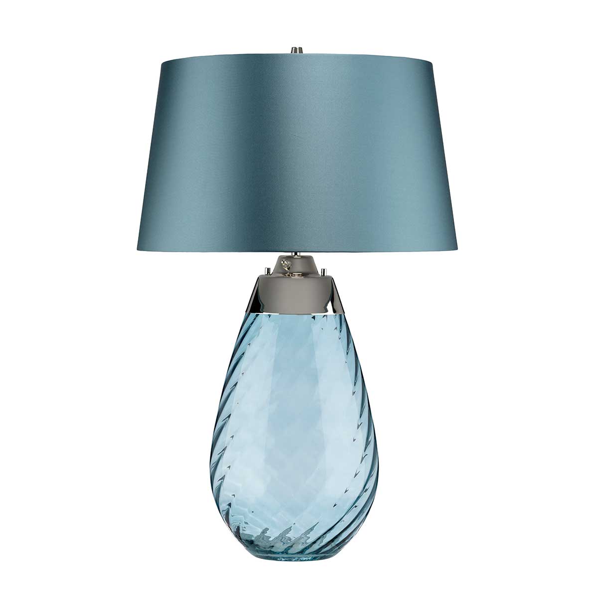 Large Lena Table Lamp in Blue with Blue Satin Shade – Lucas McKearn