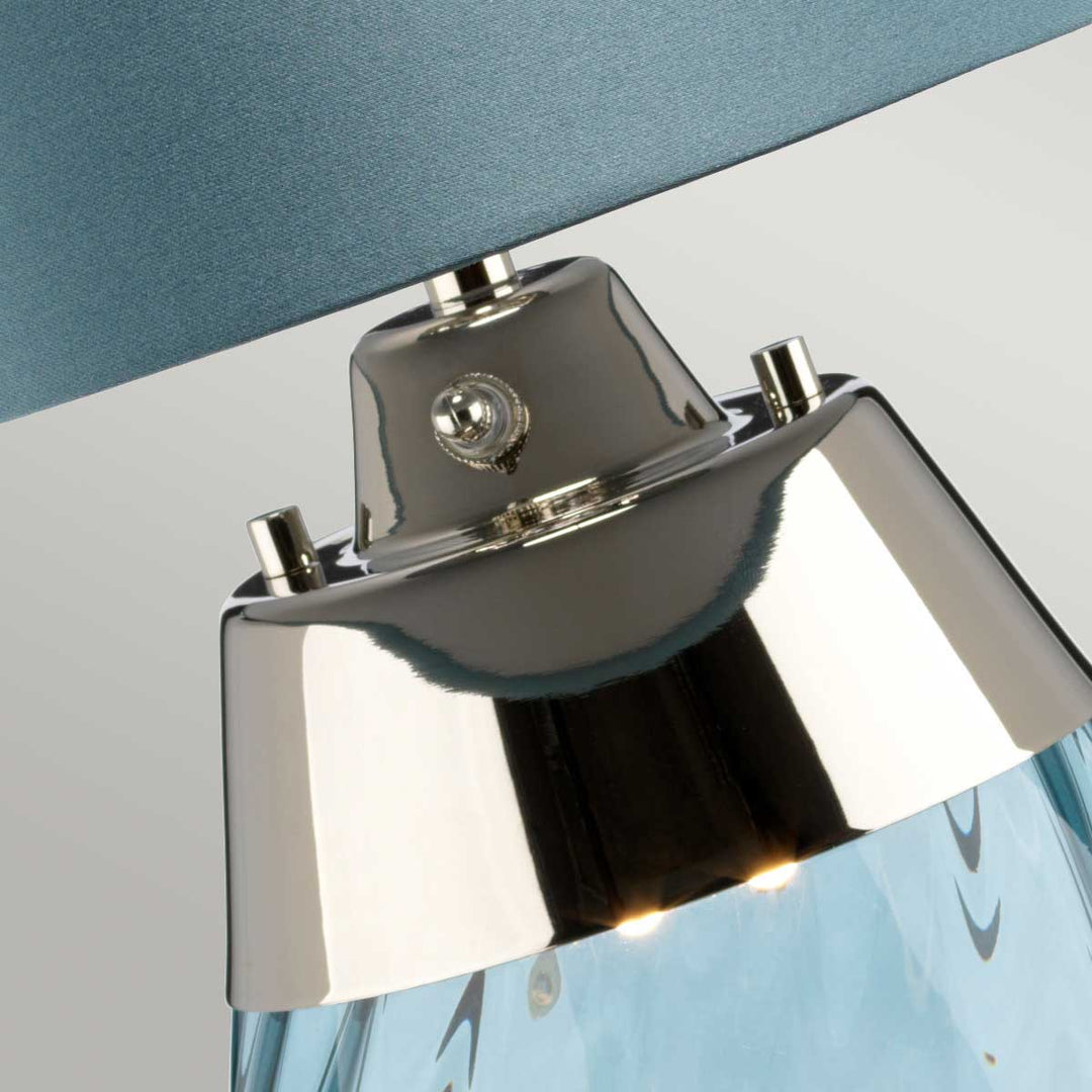Large Lena Table Lamp in Blue with Blue Satin Shade