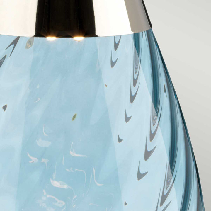 Large Lena Table Lamp in Blue with Blue Satin Shade