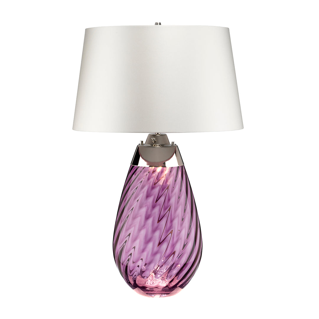 Large Lena Table Lamp in Plum with Off White Satin Shade