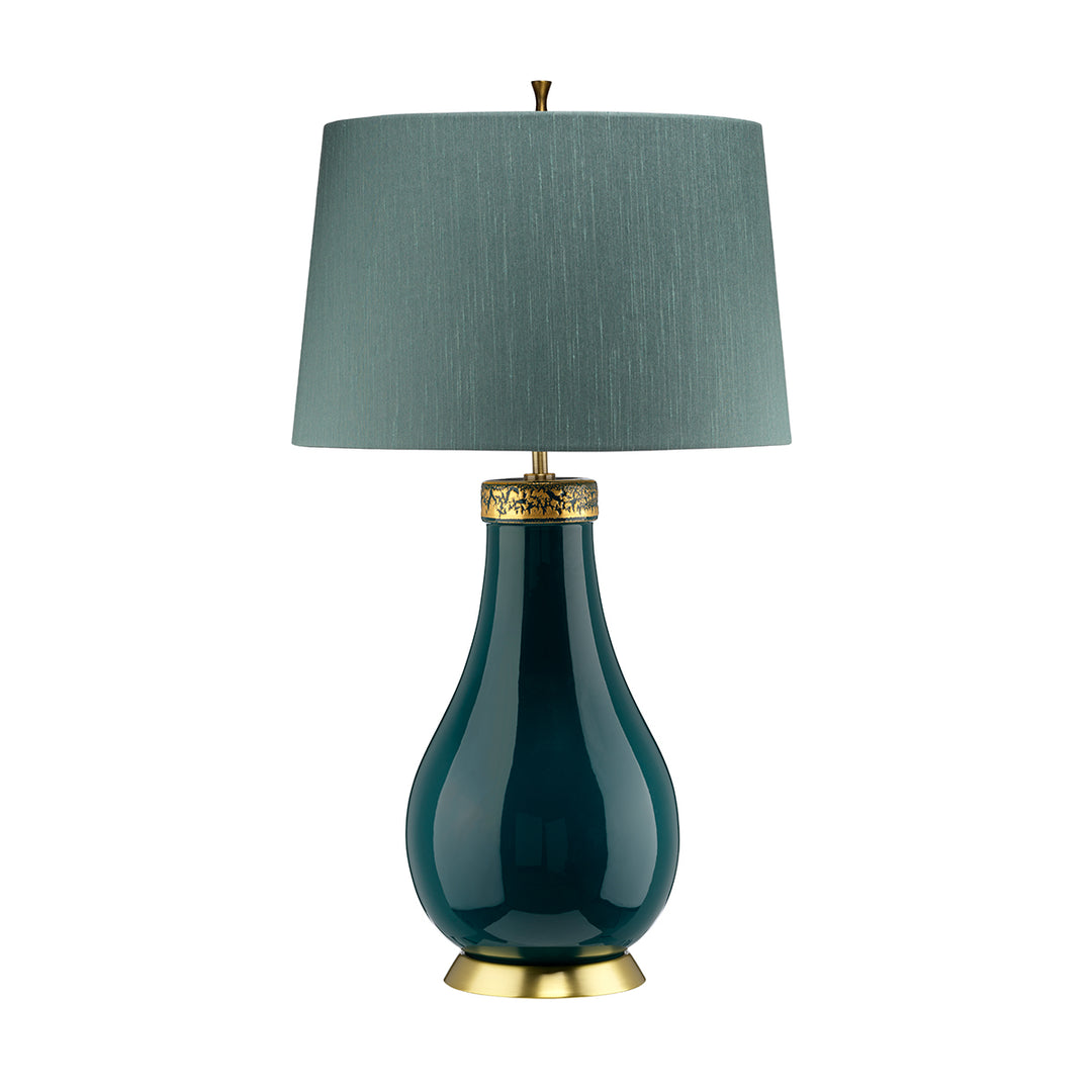 Havering Table Lamp in Azure Turquoise and Aged Brass