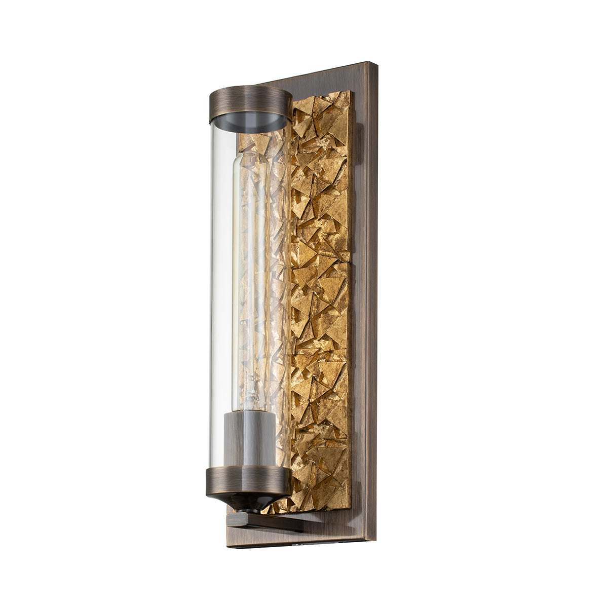 Elysian 1 Lt Sconce in Dark Bronze & Gold Leaf %%cf__sku%% – Lucas
