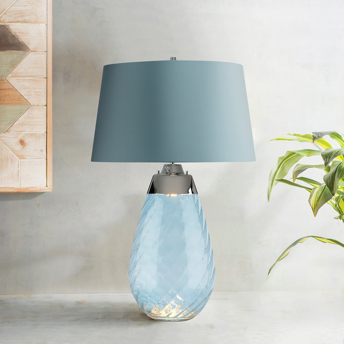 Large Lena Table Lamp in Blue with Blue Satin Shade – Lucas McKearn