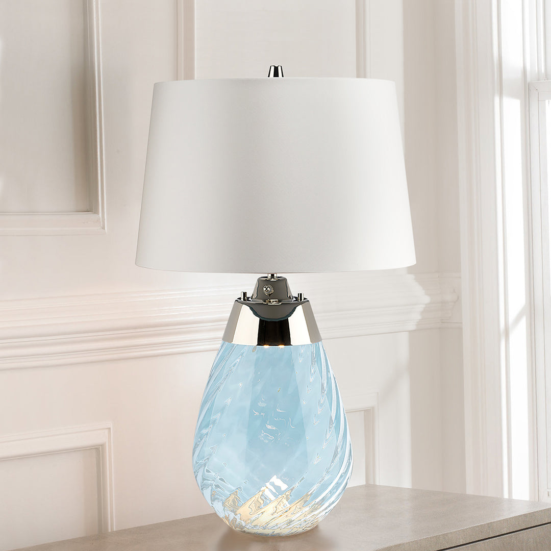 Lessina Glass & Satin Brass Small Touch Table Lamp & Shade