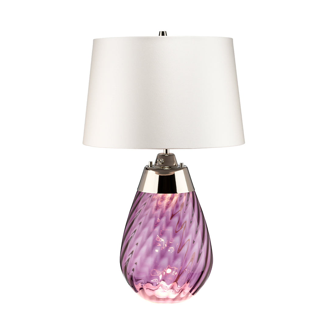 Large Lena Table Lamp in Plum with Off White Satin Shade
